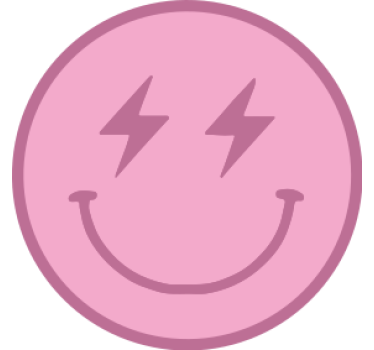 Posavasos frikis emblema juguetón rosa sonriente - TenVinilo