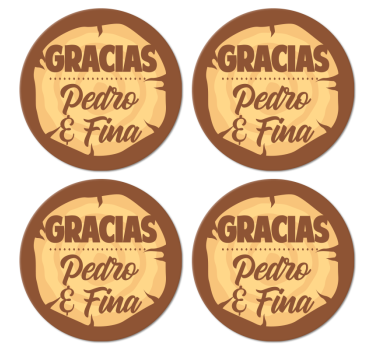 Posavasos imitación Gracias texto nombre personalizado - TenVinilo