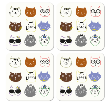 Posavasos cerveza Lindos gatos graciosos coloridos - TenVinilo