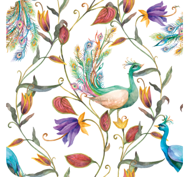 Posavasos frikis motivo floral de pavo real - TenVinilo