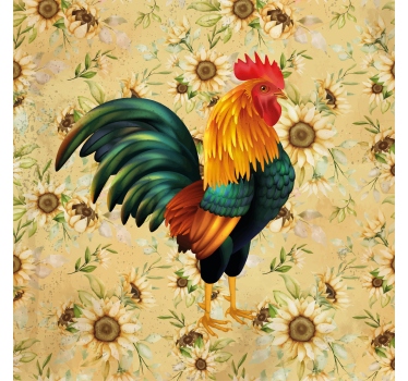 Posavasos frikis ilustración de gallo colorido - TenVinilo