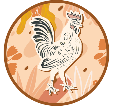 Posavasos frikis ilustración de gallo estilizado - TenVinilo