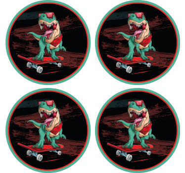 Posavasos frikis dinosaurio patinador - TenVinilo