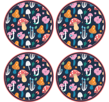Posavasos frikis con diseño de hongos vibrantes - TenVinilo