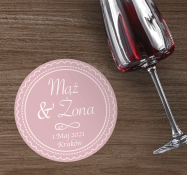 Posavasos boda diseño circular rosa elegante - TenVinilo