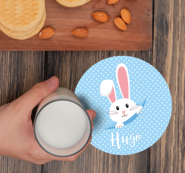 Posavasos boda diseño de conejito tierno - TenVinilo