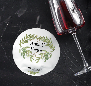 Posavasos boda emblema de laurel - TenVinilo