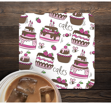 Posavasos boda ilustración de postres caprichosos - TenVinilo