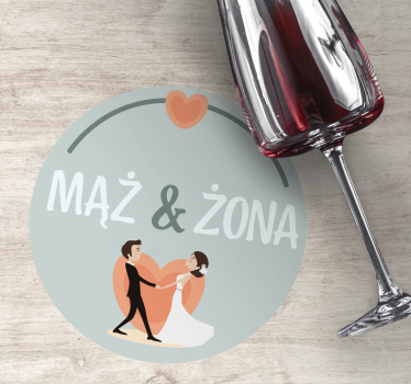 Posavasos boda pareja novia novio corazón - TenVinilo
