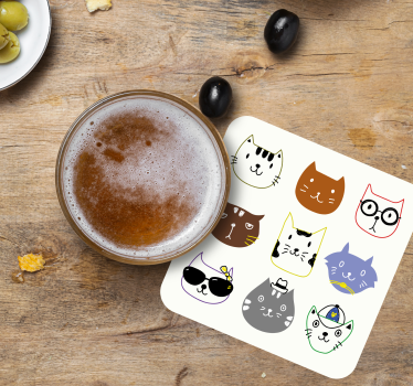 Posavasos cerveza Lindos gatos graciosos coloridos - TenVinilo