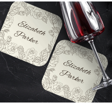 Posavasos con nombre Rosas vintage - TenVinilo