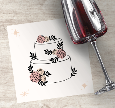 Posavasos de boda Pastel de flores - TenVinilo