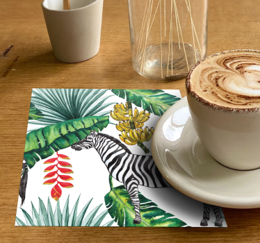 Posavasos frikis cebra y follaje tropical - TenVinilo