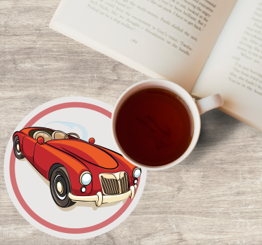 Posavasos frikis coche deportivo rojo vintage - TenVinilo