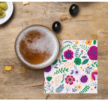 Posavasos frikis composición floral colorida - TenVinilo