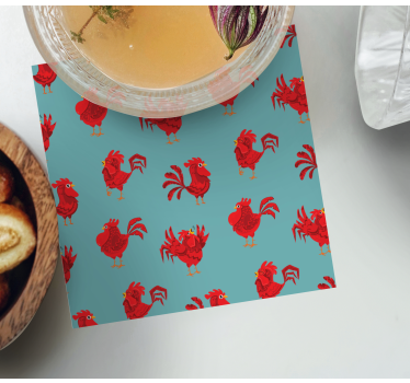 Posavasos frikis con diseño de gallo vibrante - TenVinilo