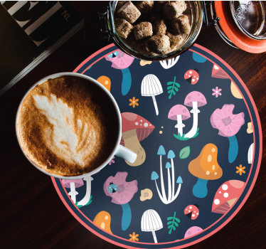 Posavasos frikis con diseño de hongos vibrantes - TenVinilo