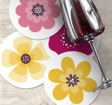 Posavasos frikis con patrones florales vibrantes - TenVinilo