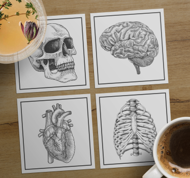 Posavasos frikis cráneo cerebro corazón esqueleto - TenVinilo
