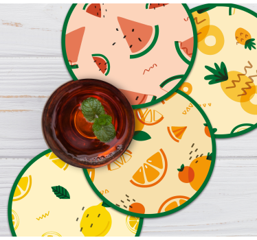 Posavasos frikis de patrones de frutas tropicales - TenVinilo