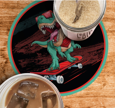 Posavasos frikis dinosaurio patinador - TenVinilo