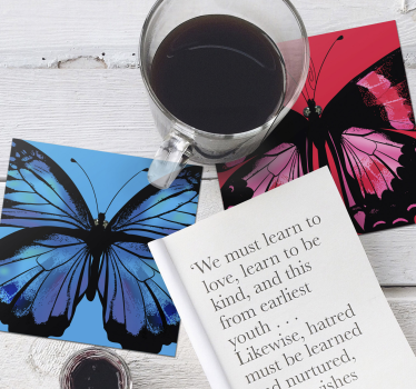 Posavasos frikis diseños de mariposas coloridas - TenVinilo