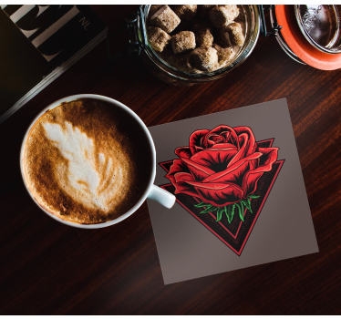 Posavasos frikis gráfico de rosa roja - TenVinilo