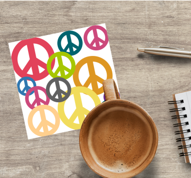 Posavasos frikis iconos de paz vibrantes - TenVinilo