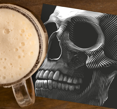 Posavasos frikis ilustración de calavera estilizada - TenVinilo