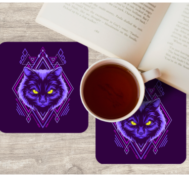 Posavasos frikis ilustración de gato elegante - TenVinilo