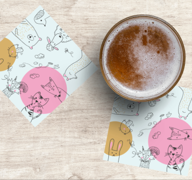 Posavasos frikis ilustraciones de animales caprichosos - TenVinilo