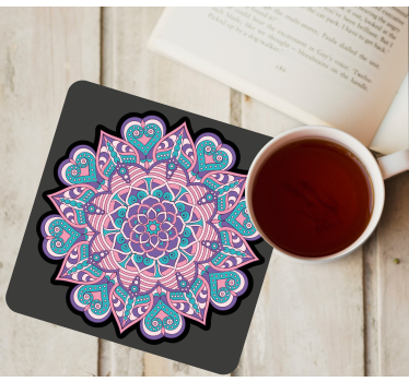 Posavasos frikis mandala de corazón colorido - TenVinilo