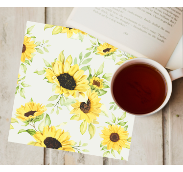 Posavasos frikis motivo floral de girasol - TenVinilo