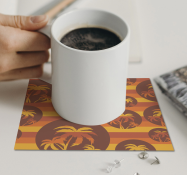 Posavasos frikis motivo retro de palmeras - TenVinilo