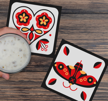 Posavasos frikis motivos de corazón y mariposas - TenVinilo