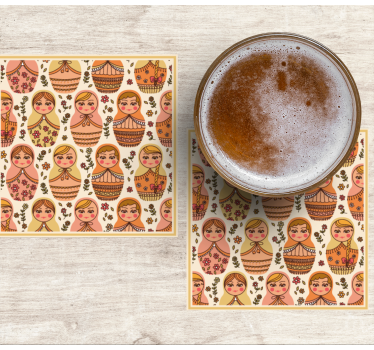 Posavasos frikis patrón colorido de matryoshkas - TenVinilo