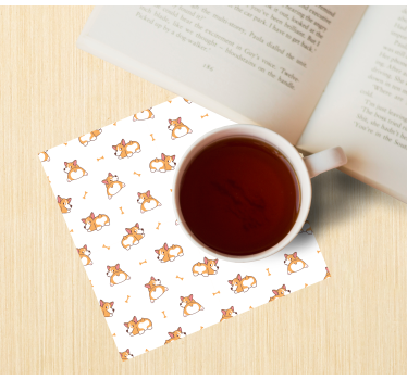 Posavasos frikis patrón de corgi juguetón - TenVinilo
