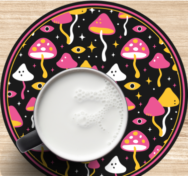 Posavasos frikis patrón de hongos coloridos - TenVinilo