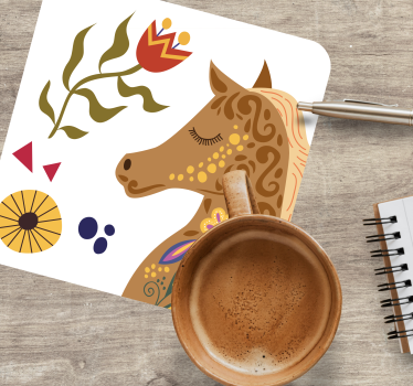 Posavasos frikis perfil de caballo estilizado - TenVinilo