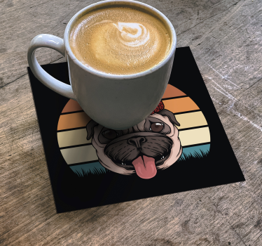 Posavasos frikis pug con gorro de lana - TenVinilo