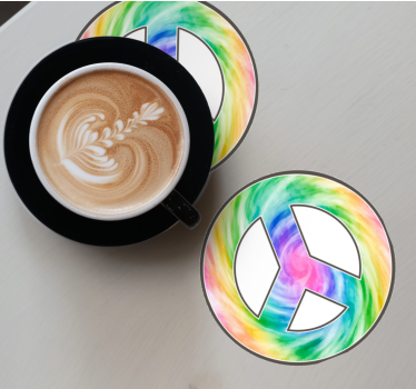 Posavasos frikis símbolo de paz colorido - TenVinilo