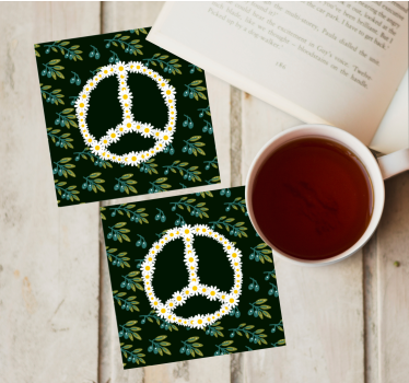Posavasos frikis símbolo de paz floral - TenVinilo