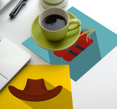 Posavasos frikis sombrero de vaquero y dinamita - TenVinilo
