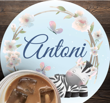 Posavasos personalizable ilustración de cebra personalizable - TenVinilo