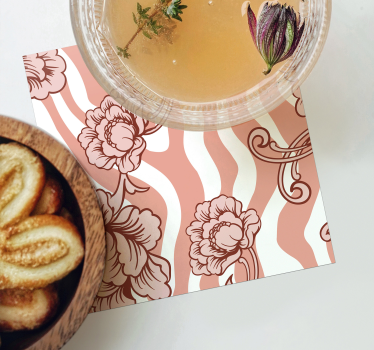 Posavasos retro Estampado de cebra y flores - TenVinilo