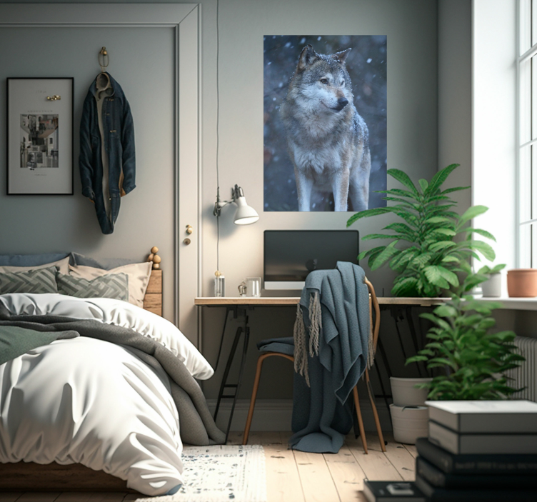 Lobo en el cartel animal de la nieve - TenVinilo