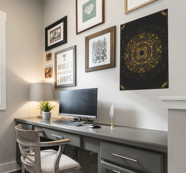 Cartel de mariposa mandala negro - TenVinilo