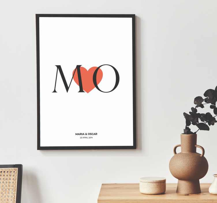 Iniciales amor personalizado cartel personalizable - TenVinilo