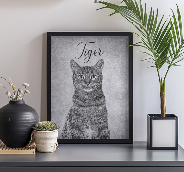 Poster animales dibujo personalizado en blanco y negro - TenVinilo