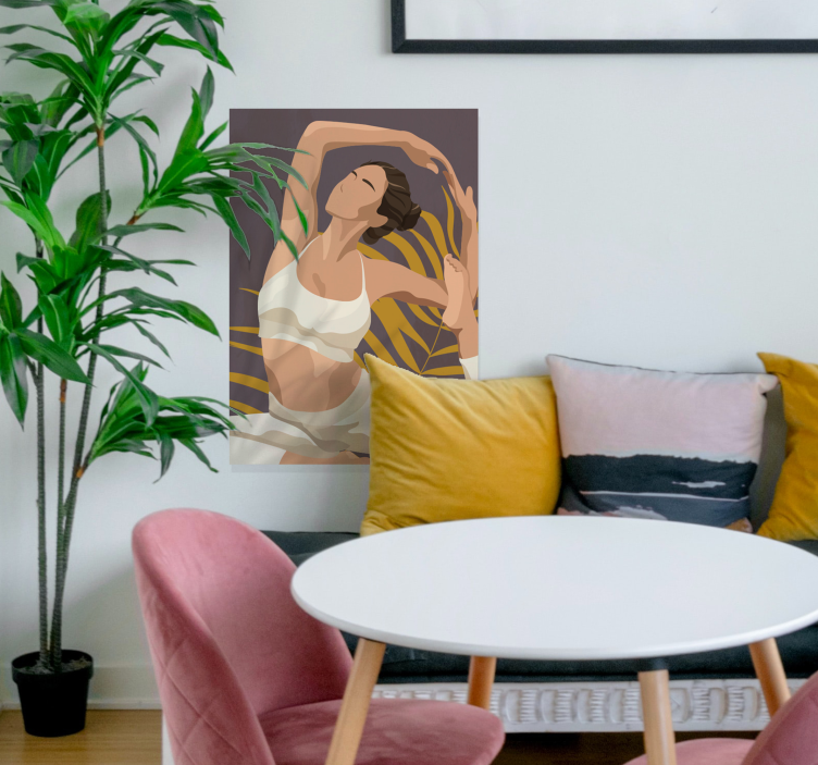 Poster de porte ilustración de yoga - TenVinilo